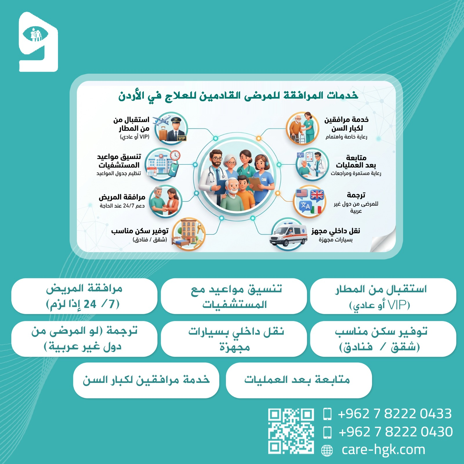 مرافقة المرضى القادمين للعلاج في الأردن